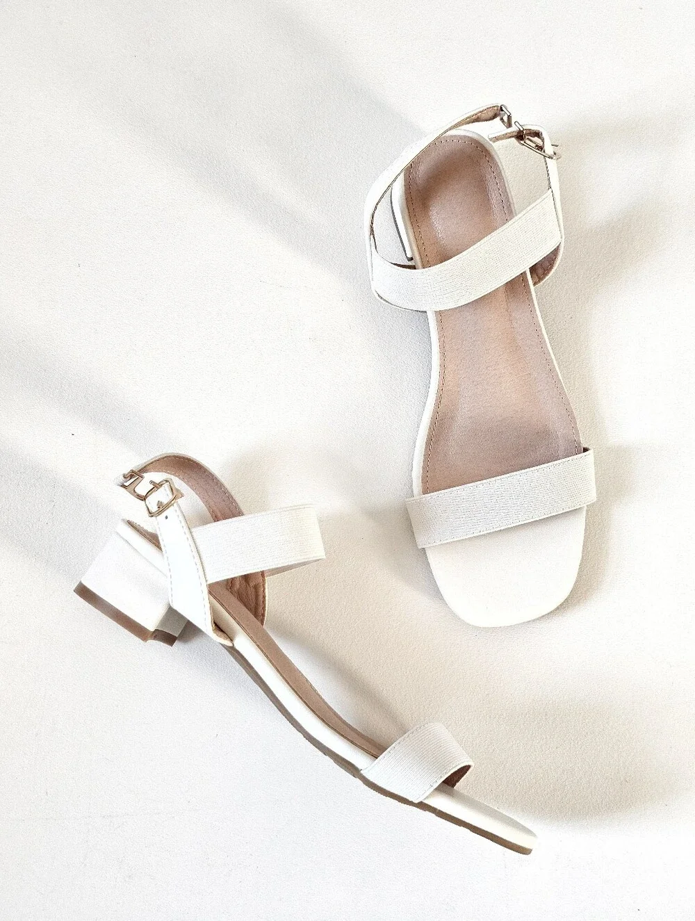 White Double Strap Low Block Heel Girls Sandals Girls EU 38 US 6 Dress Shoes